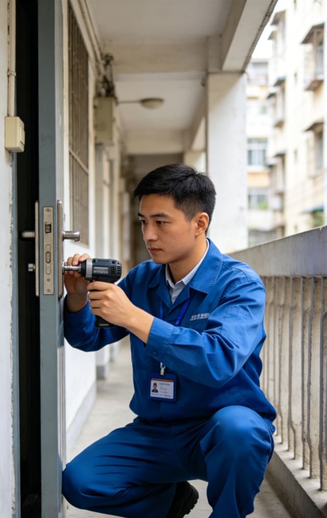 北京意浓社区开锁师傅工装上门服务现场